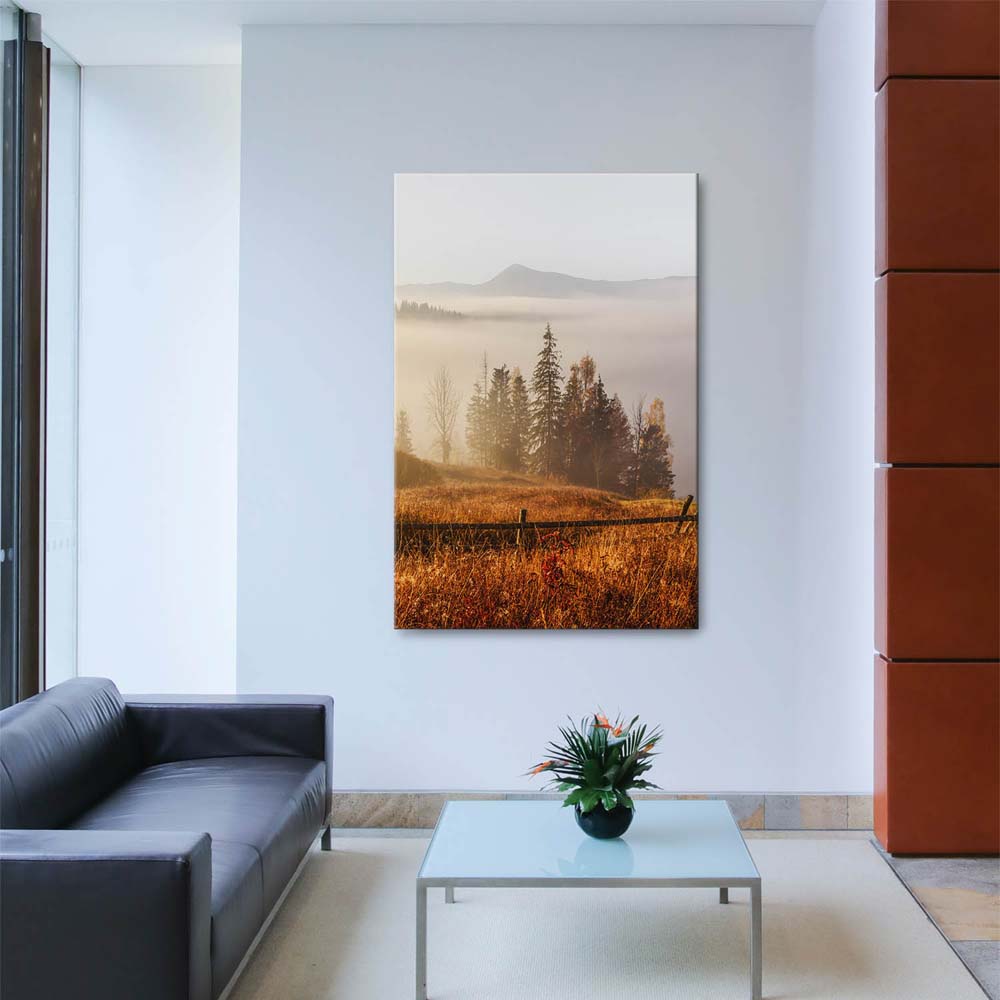 Wald & Bäume Herbst in den Karbaten im Hochformat als Leinwand Bild 60x90cm