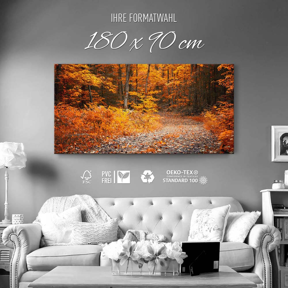 Wald & Bäume Herbst Wanderung II als Keilrahmenbild 180x90cm