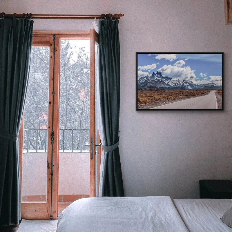 Berge & Gebirge Fitz Roy im schwarzen Bilderrahmen, 120x60cm