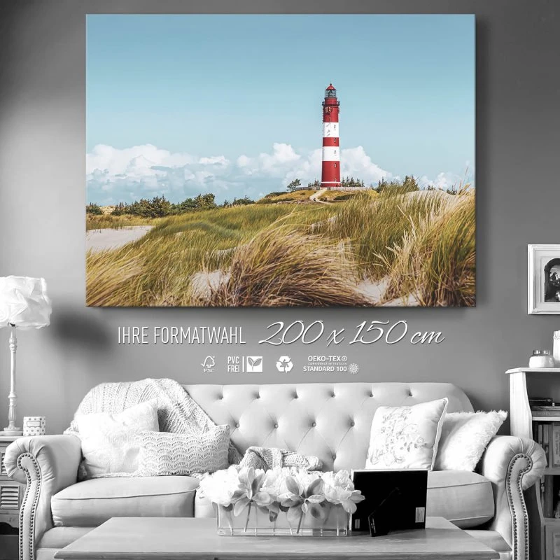 Strand & Meer Leuchtturm Insel Amrum als Keilrahmenbild 200x150cm