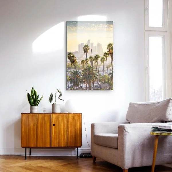 Skyline Los Angeles Palmen als Acrylglasverbund Bild 200x150cm