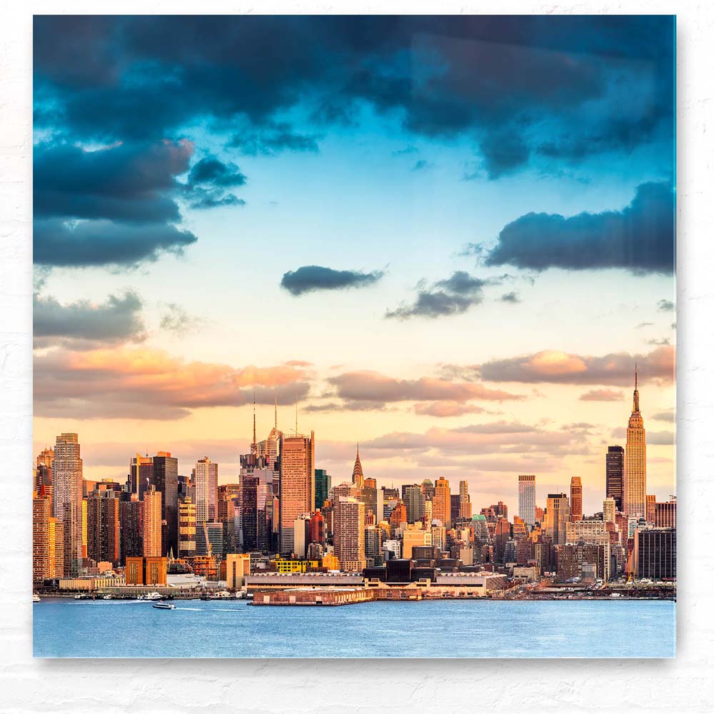 Skyline Panorama von New York als Acrylglas Bild 50x50cm