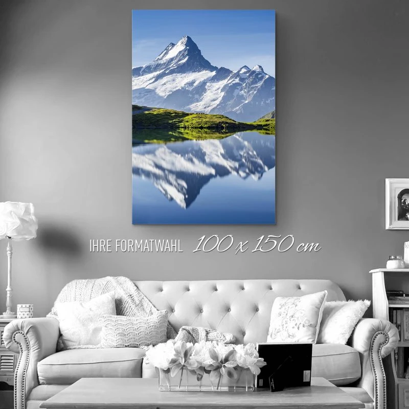 XXL Berge & Gebirge Alu-Dibond Bild im Hochformat 100x150cm, Motiv Bachalpsee Schweiz