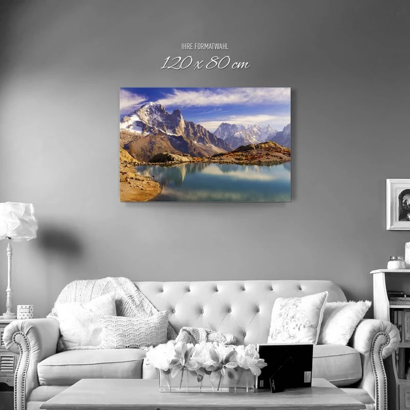Berge & Gebirge Crystal Lakes Franz. Alpen als Alu-Dibond Bild 120x80cm
