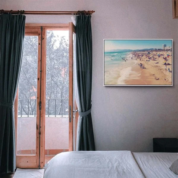 Strand & Meer Santa Monica Beach Los Angeles im weißen Bilderrahmen, 80x80cm