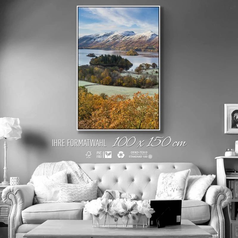 Berge & Gebirge im Hochformat 100x150cm Derwent Water England mit weißen Bilderrahmen