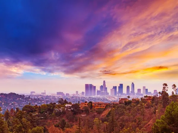 Skyline Los Angeles hills als Acrylglasverbund Bild 100x75cm