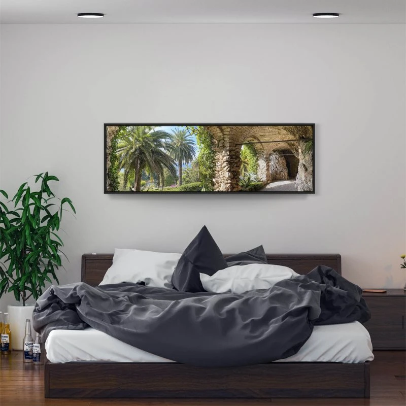 Strand & Meer Isola del Garda, Insel Gardasee im schwarzen Bilderrahmen, 150x50cm