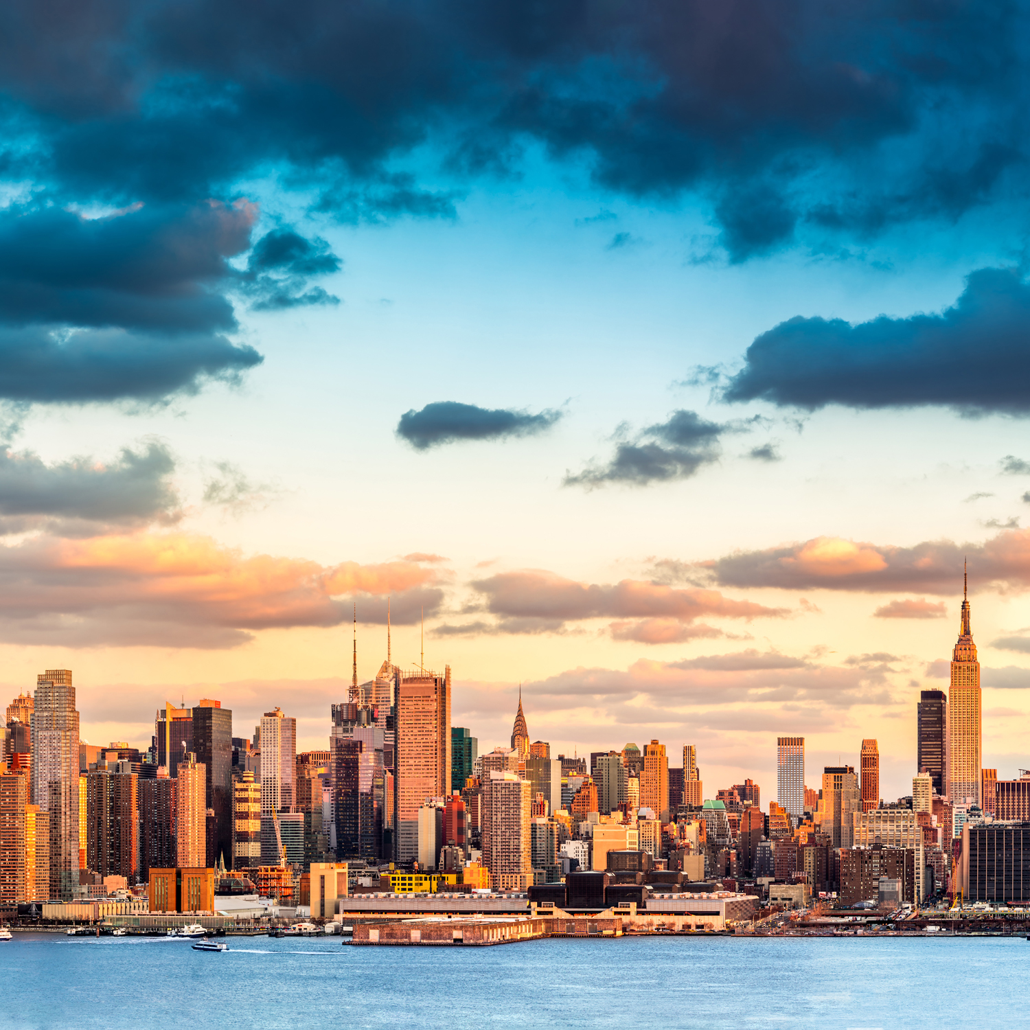 Skyline Panorama von New York als Leinwand Bild 50x50cm