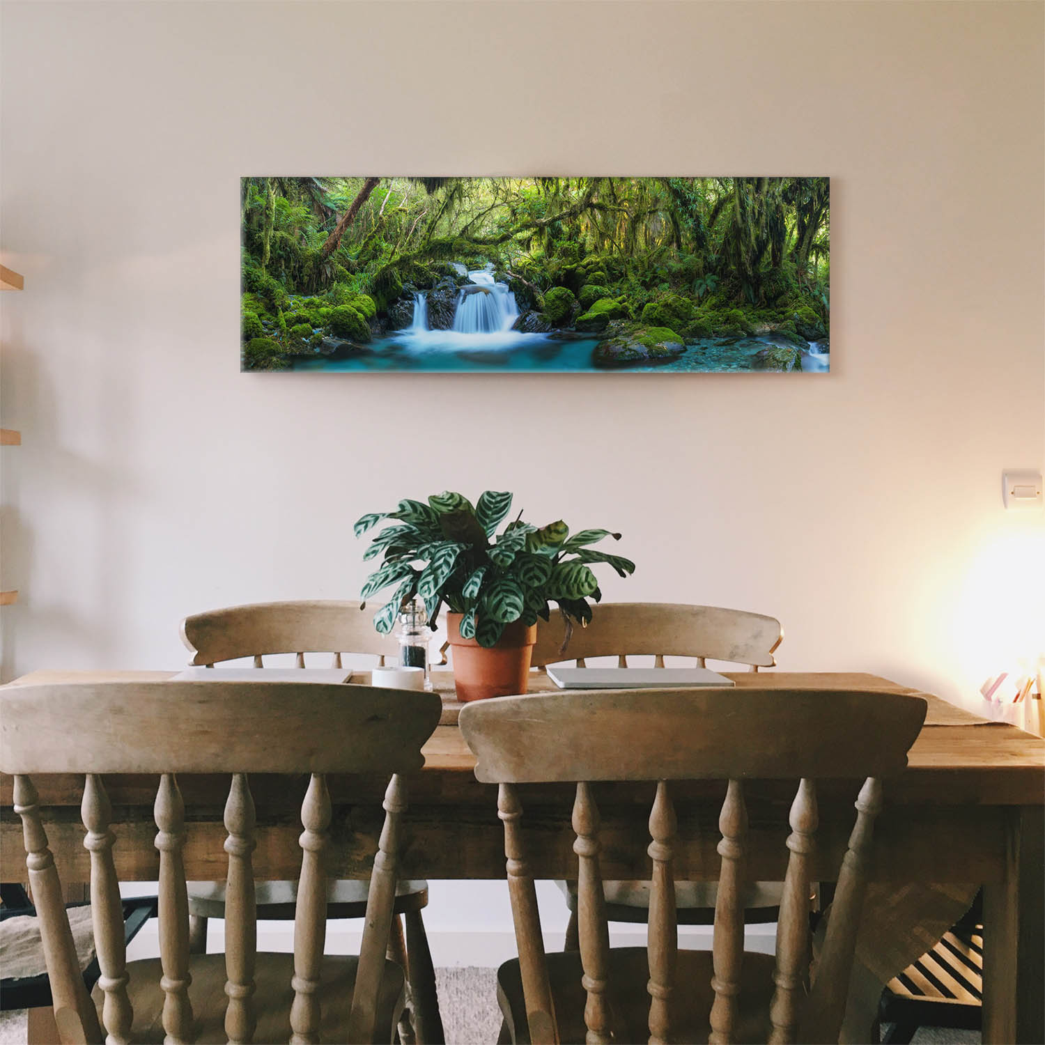 Keilrahmenbild 150x50cm, Dschungel idylischer Bachlauf