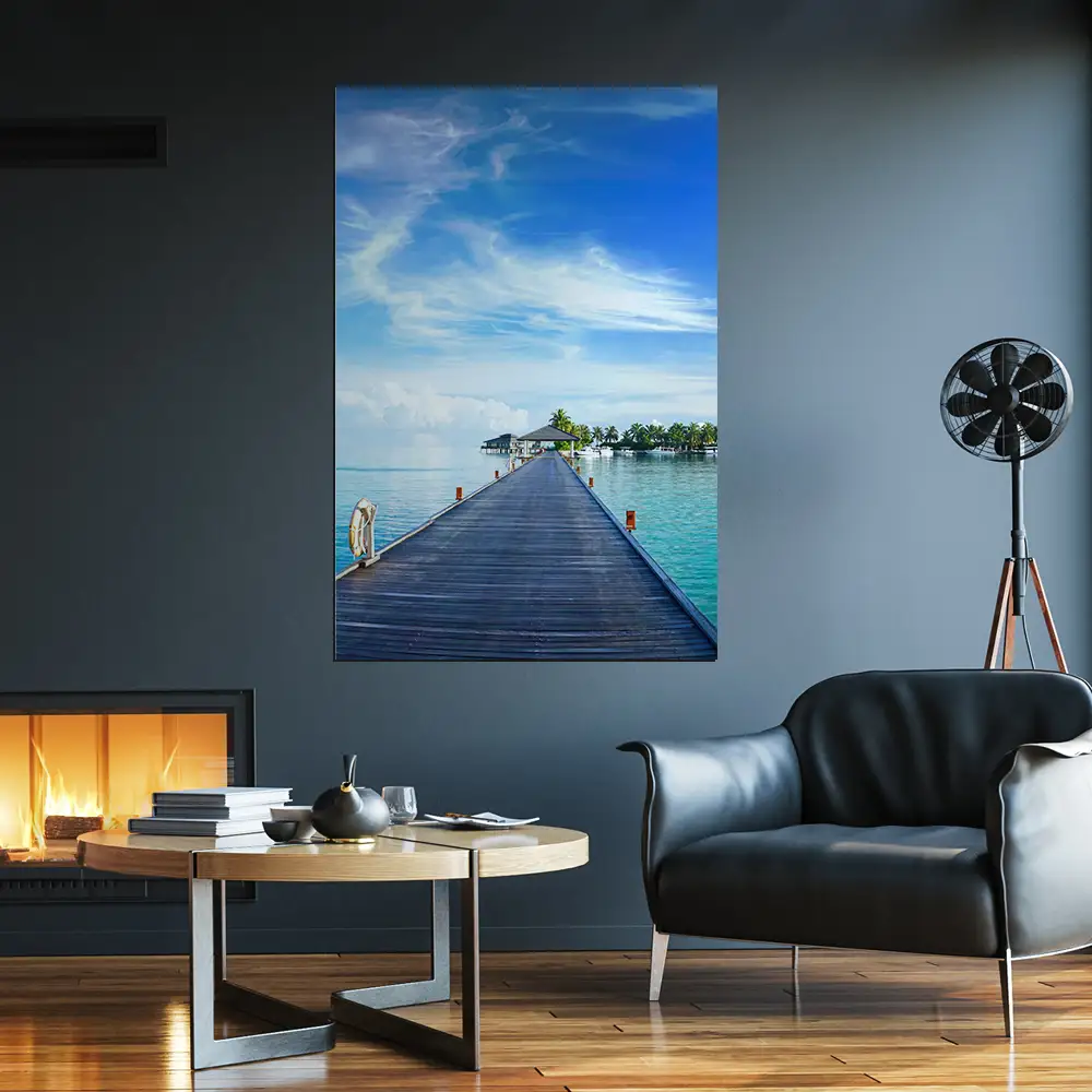 Poster 40x60cm im Hochformat, Steg zur Insel Strand & Meer