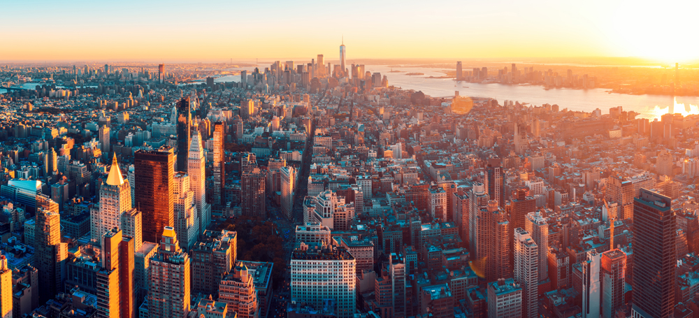 Skyline Manhatten von oben als Poster 110x50cm