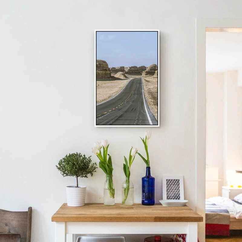 Berge & Gebirge im Hochformat 60x90cm Wüste Gobi mit weißen Bilderrahmen