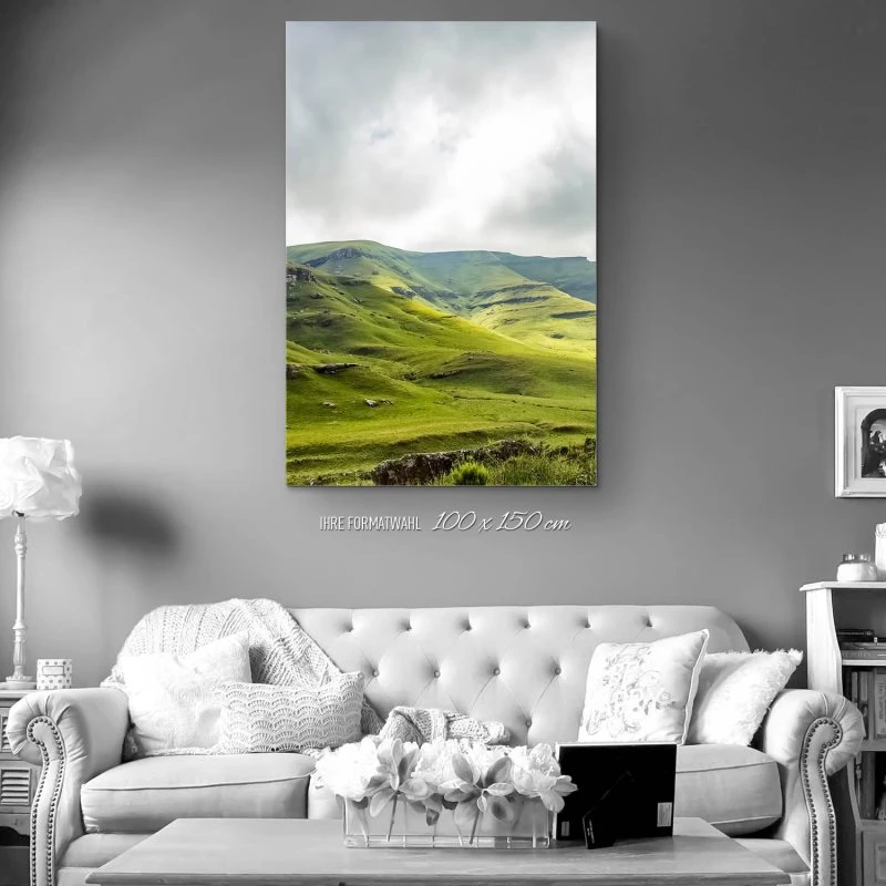 XXL Berge & Gebirge Alu-Dibond Bild im Hochformat 100x150cm, Motiv Südafrika Mkhomazi