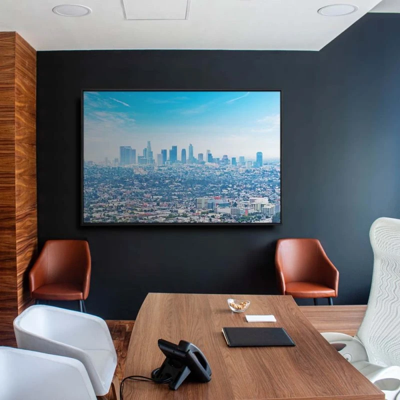 Skyline Los Angeles Panorama im schwarzen Bilderrahmen, 150x100cm