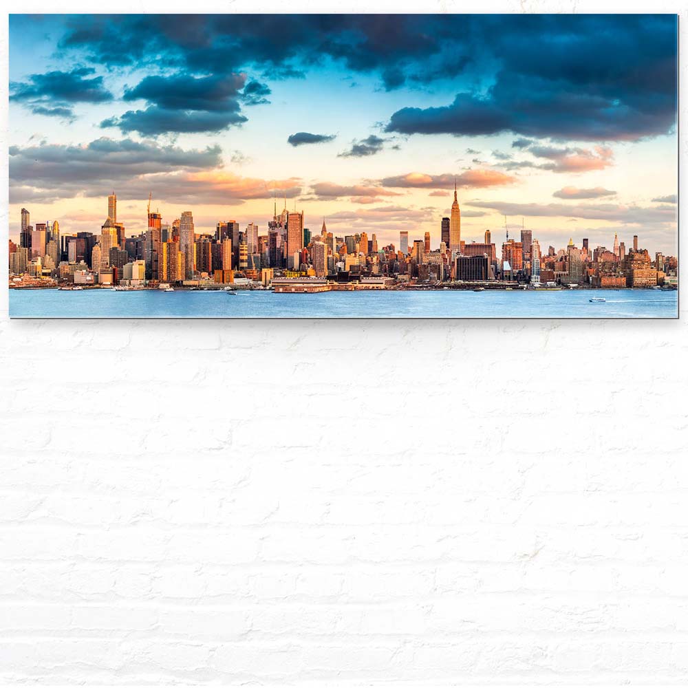 Skyline Panorama von New York als Acrylglasverbund Bild 110x50cm