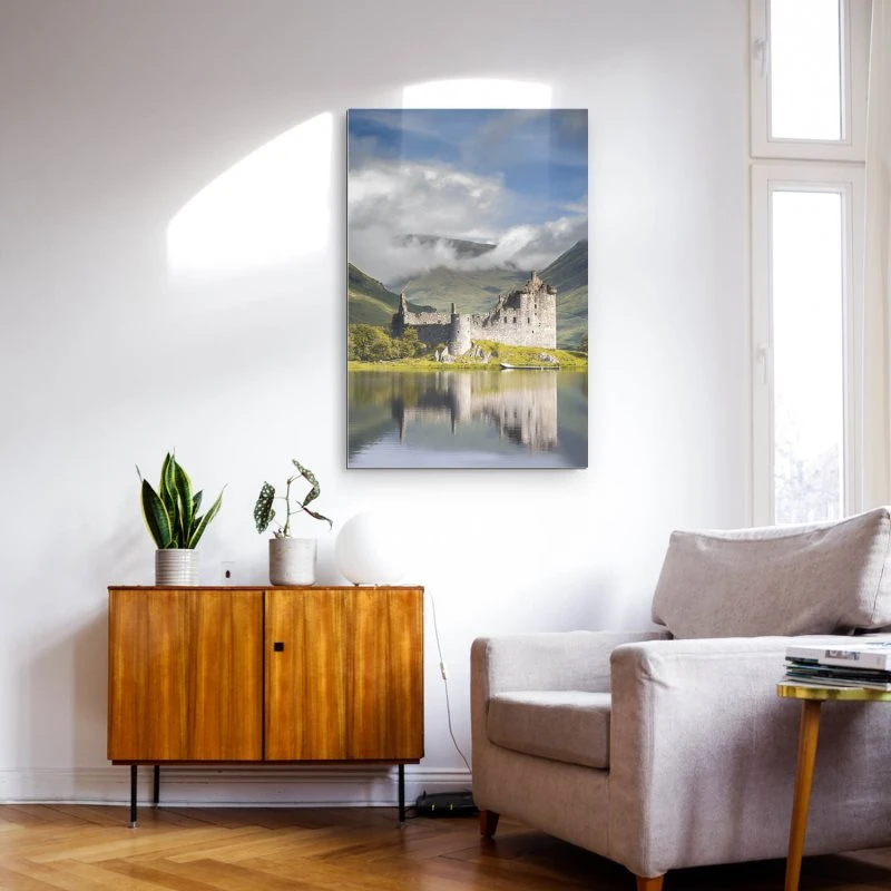 XXL Berge & Gebirge Alu-Dibond Bild im Hochformat 100x150cm, Motiv Kilchurn Castle Schottland