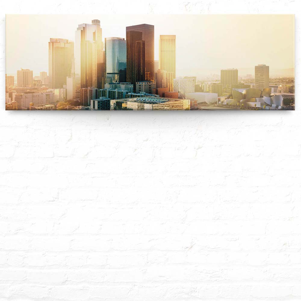 Skyline Los Angeles Sunset als Leinwand Bild 150x50cm