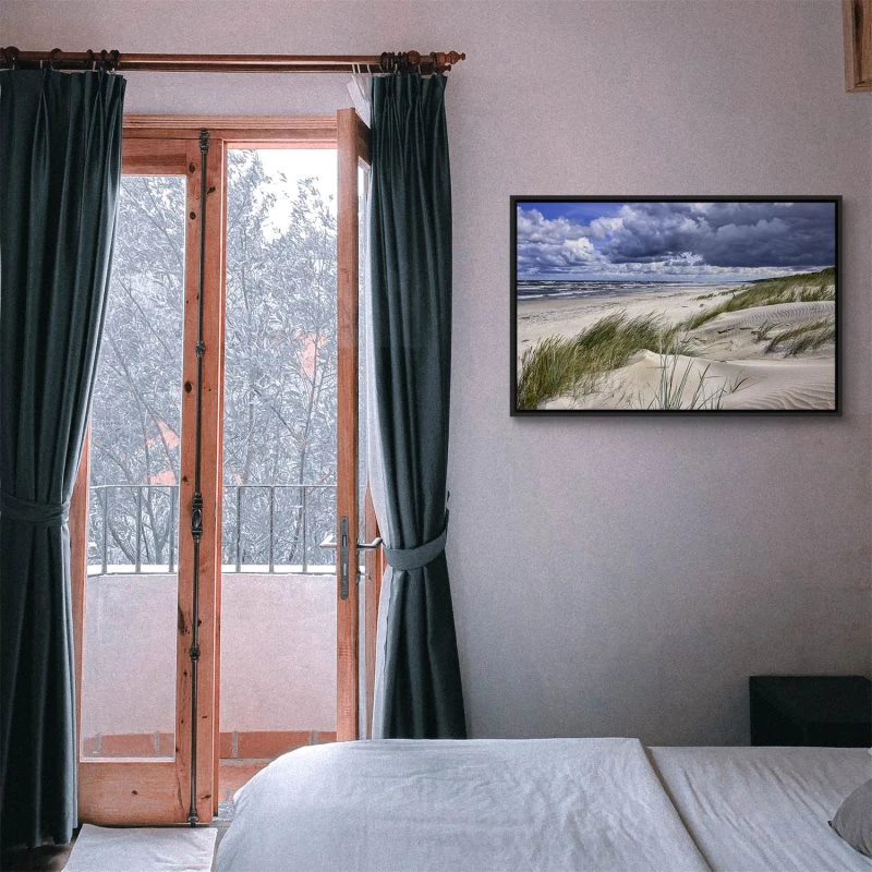 Strand & Meer Ostsee Strand Polen im schwarzen Bilderrahmen, 120x60cm