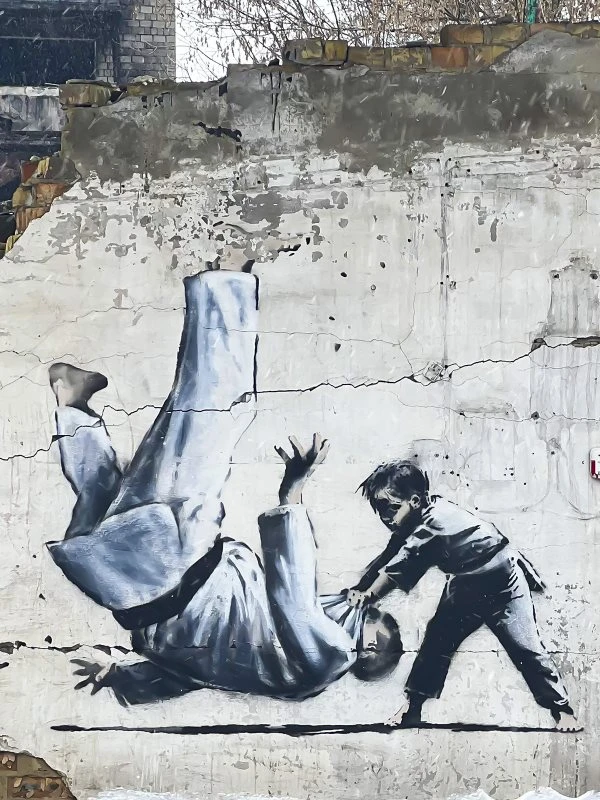 Poster 60x80cm groß, Banksy Ukraine Judo