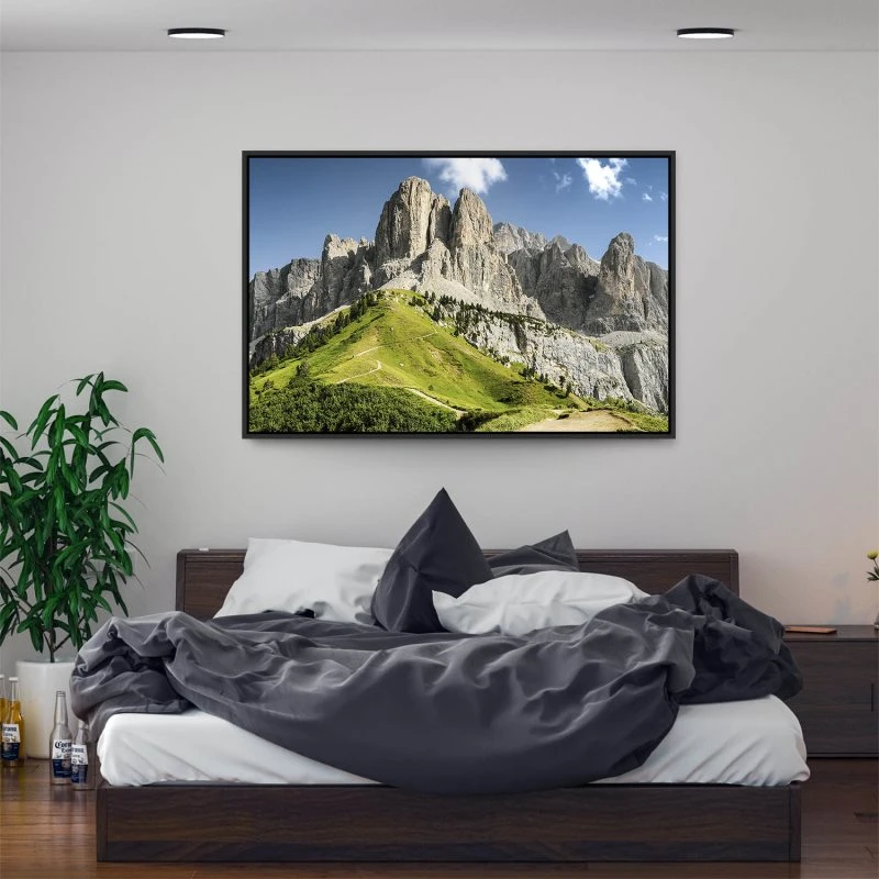 Berge & Gebirge Dolomiten Panorama im schwarzen Bilderrahmen, 160x120cm