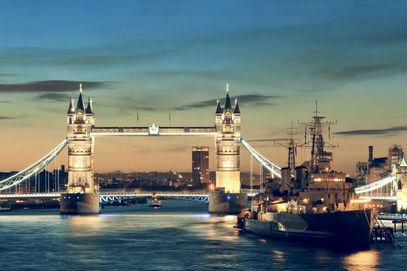 Poster 90x60cm groß, Flüsse & Seen London Themse Tower Bridge