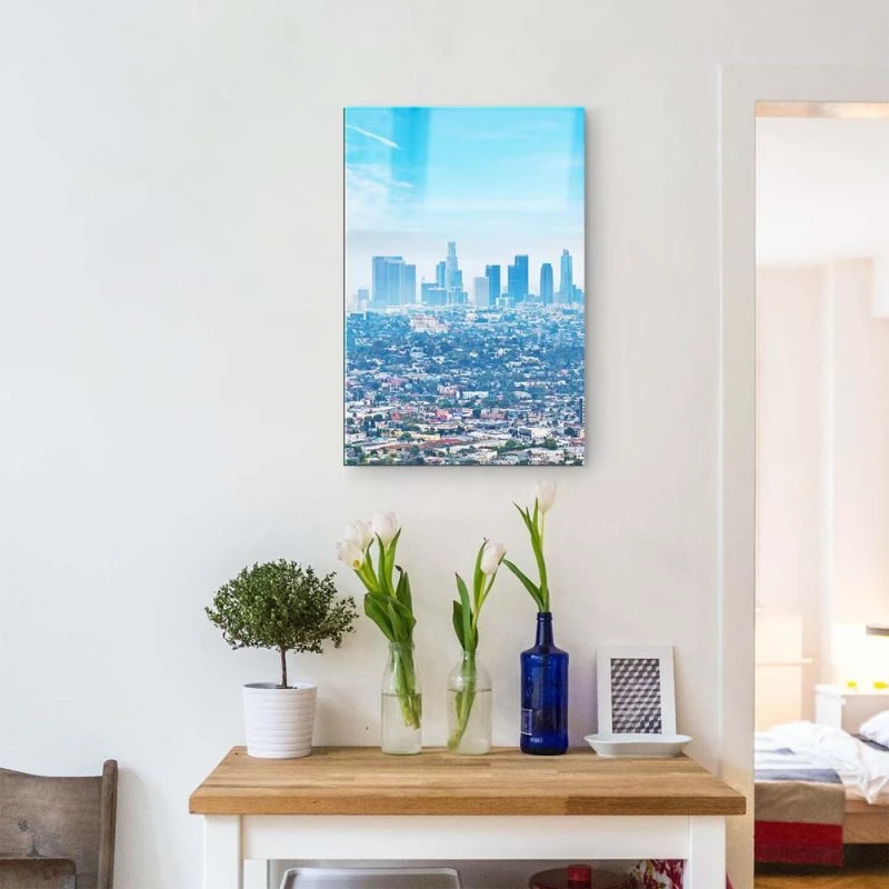 Skyline im Hochformat, 100x150cm Los Angeles Panorama als XXL Acrylglasverbund Bild