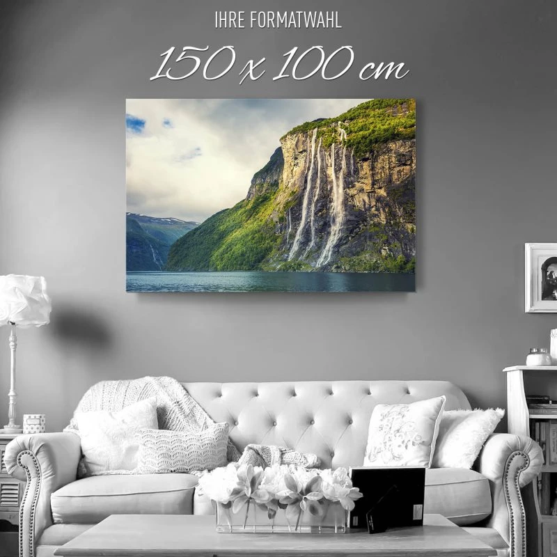 Wasserfall Seven Sisters als XXL Alu-Dibond Bild 150x100cm