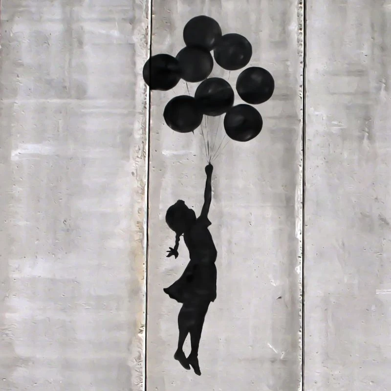 Banksy Girl with ballons als Alu-Dibond Bild 50x50cm