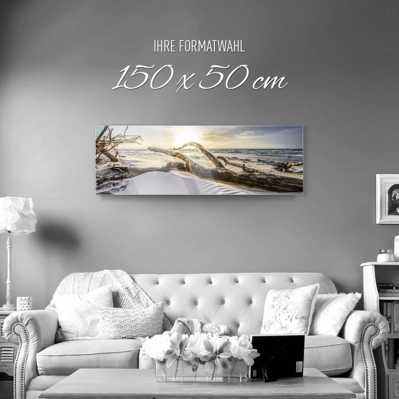 Acrylglasbild 150x50cm groß Strand & Meer Sonnenuntergang Ostsee