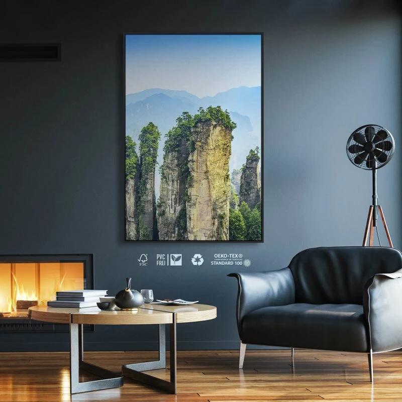 Berge & Gebirge Zhangjiajie Nationalpark im Hochformat 40x60cm mit schwarzen Bilderrahmen