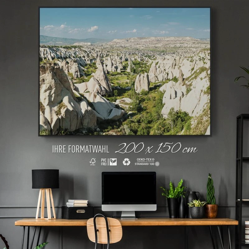 Berge & Gebirge Kappadokien Türkei im schwarzen Bilderrahmen, 200x150cm