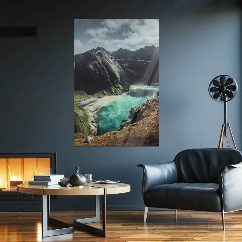 Poster 40x60cm im Hochformat, Irgendwo Norwegen Lofoten Berge & Gebirge