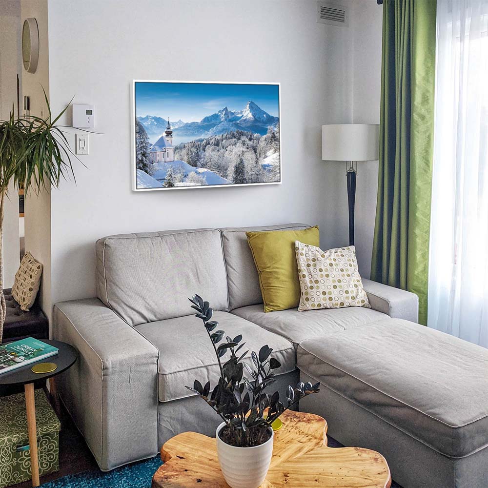 Berge & Gebirge Winter in den Alpen im weißen Bilderrahmen, 180x90cm