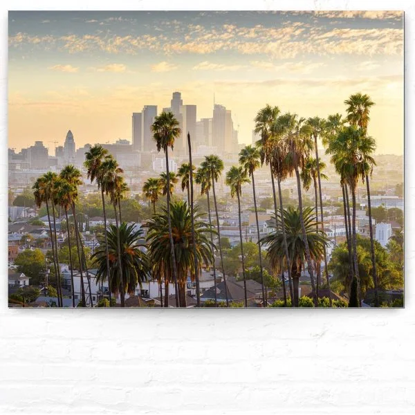 Skyline Los Angeles Palmen als Acrylglasverbund Bild 200x150cm