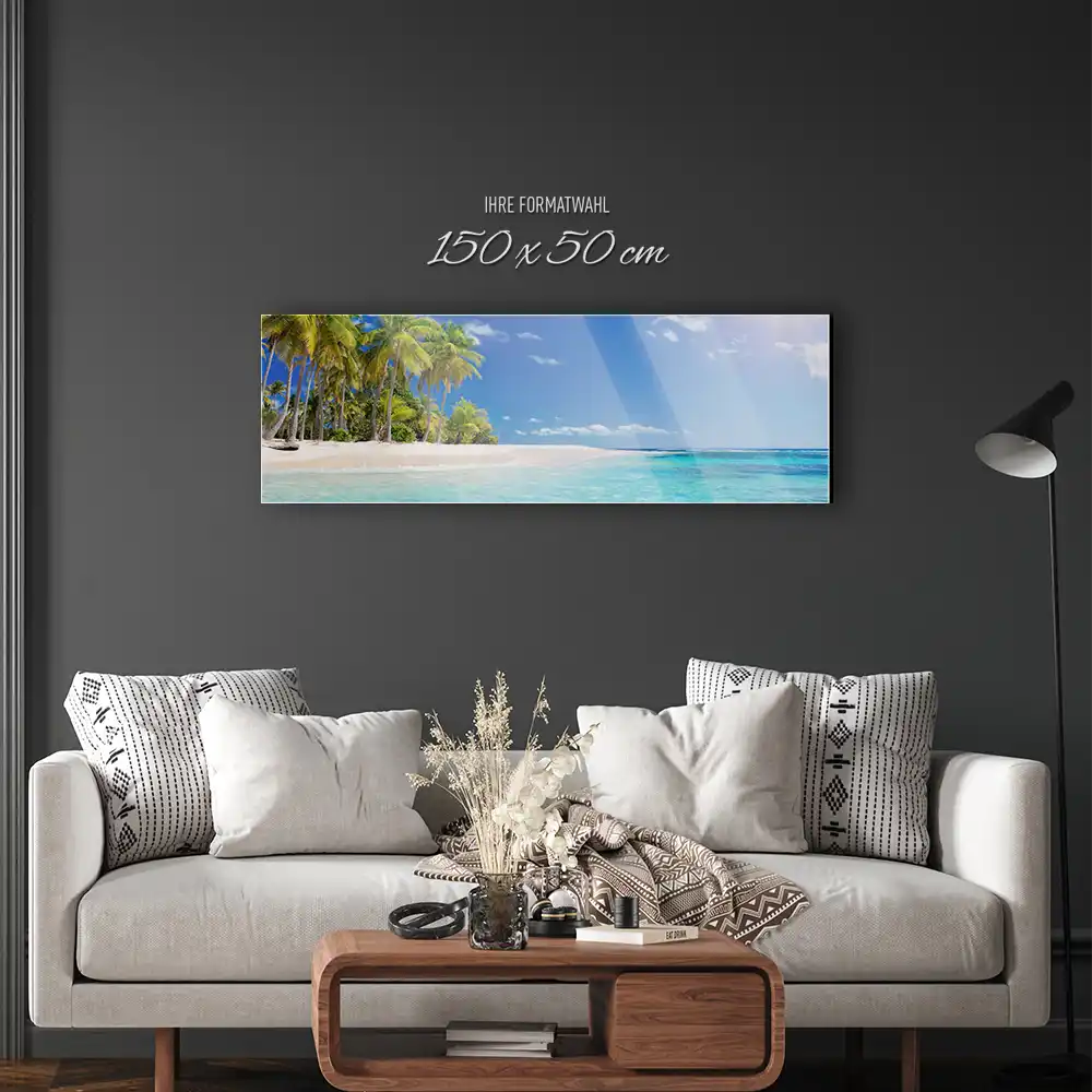 Acrylglasbild 150x50cm groß Strand & Meer Beach Palmen