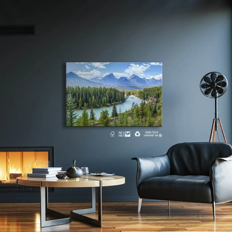 Keilrahmenbild Berge & Gebirge, Morants Curve Kanada Banff 90x60cm groß