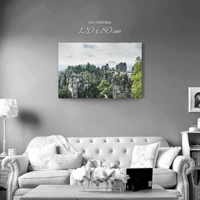 Berge & Gebirge Bastei Sächsische Schweiz  als Alu-Dibond Bild 120x80cm