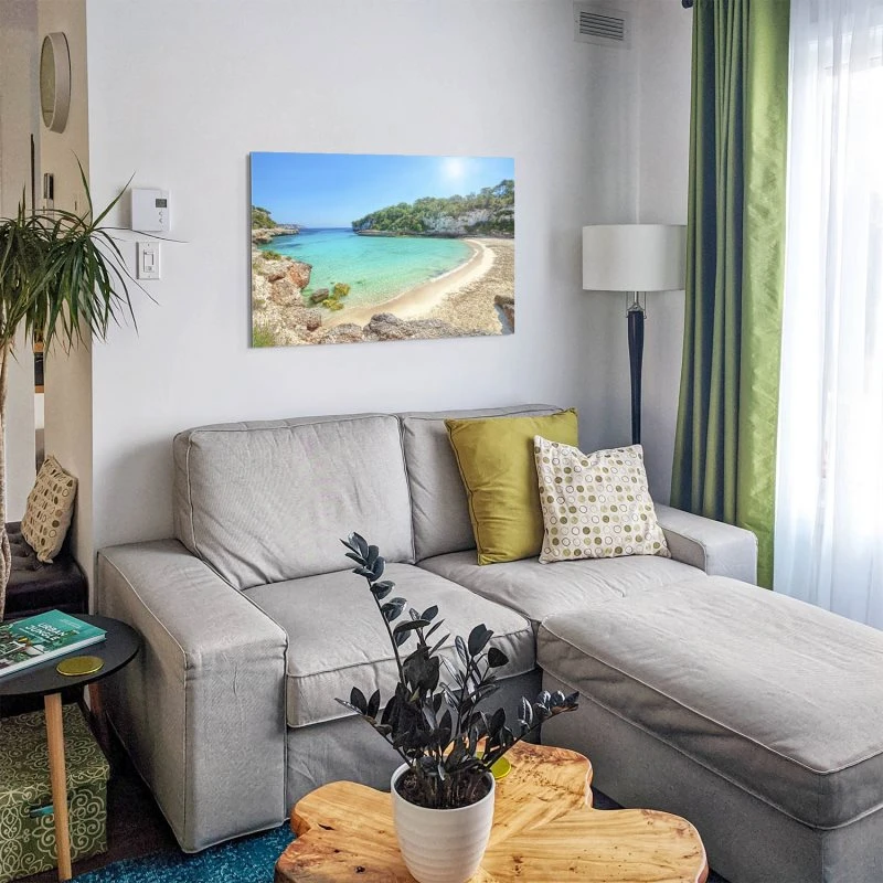 Strand & Meer Cala Llombards, Insel Mallorca als Alu-Dibond Bild 120x60cm