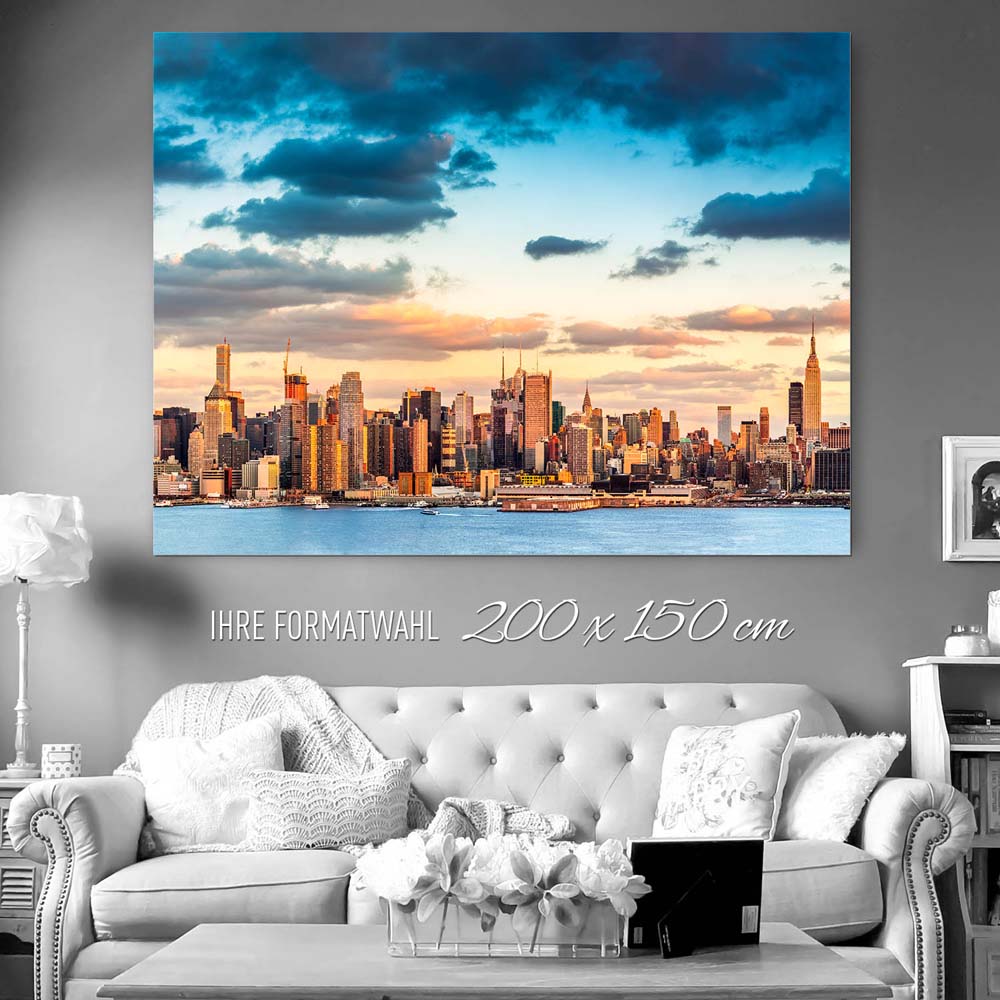 200x150cm großes Alu-Dibond Bild, Skyline Panorama von New York