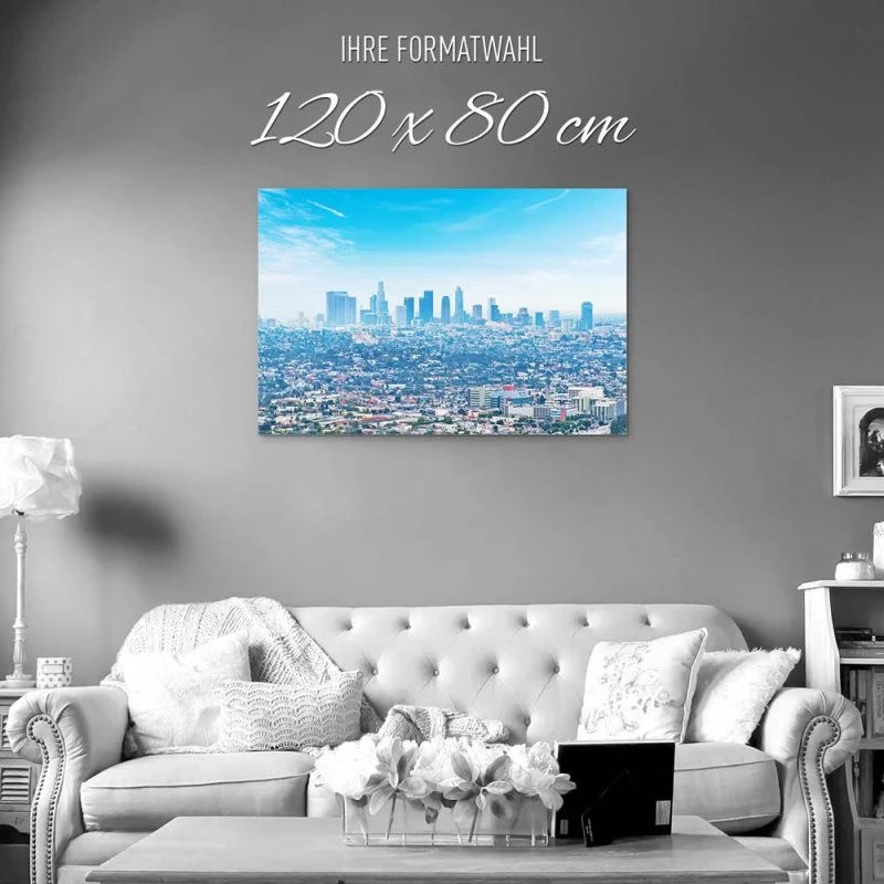 Skyline Los Angeles Panorama als Alu-Dibond Bild 120x80cm