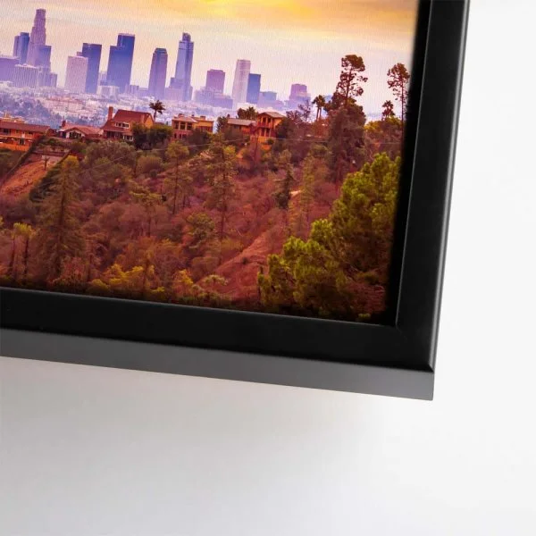 Skyline Los Angeles hills im schwarzen Bilderrahmen, 110x50cm