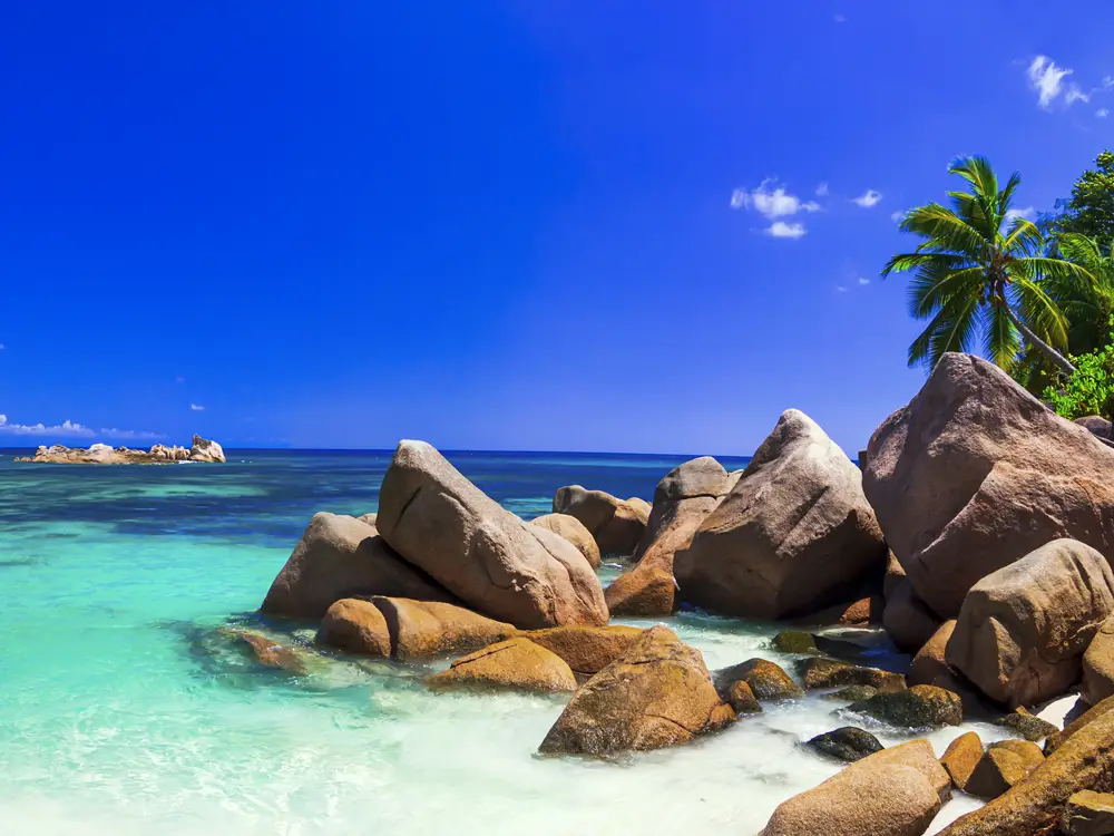 Großformat Strand & Meer Insel Praslin Seychellen Wandbild mit Rahmen ...