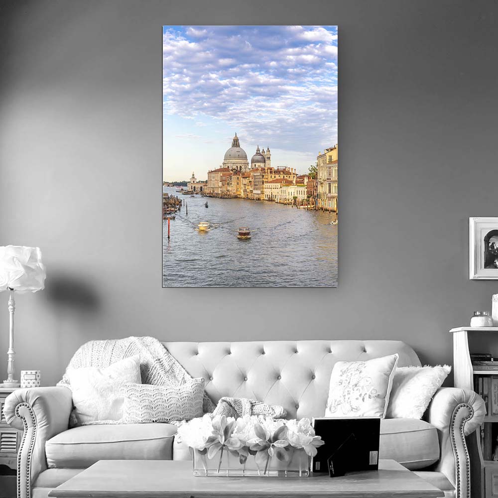 XXL Skyline Alu-Dibond Bild im Hochformat 100x150cm, Motiv Canal Grande in Venedig