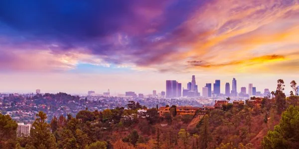 Skyline Los Angeles hills als Acrylglas Bild 120x60cm