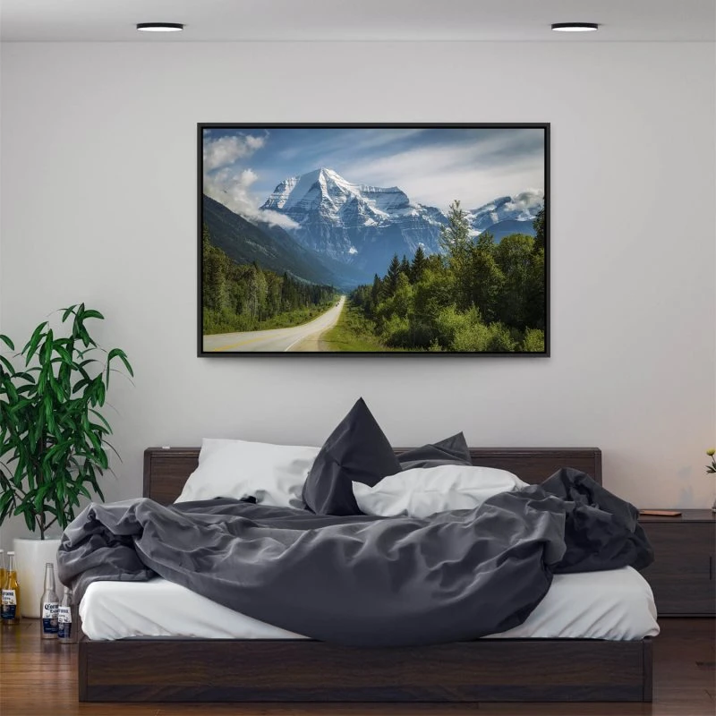 Berge & Gebirge Mount Robson Kanada im schwarzen Bilderrahmen, 160x120cm