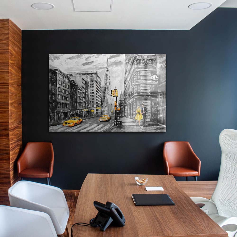 Panorama Acrylglasbild 180x90cm Skyline New York wie gemalt