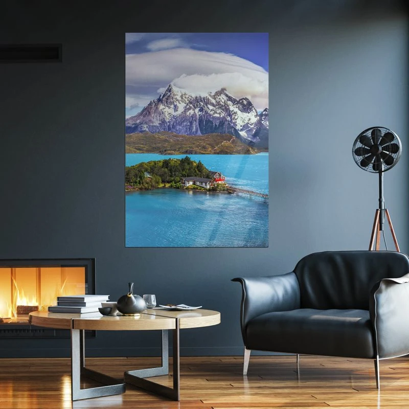 Berge & Gebirge Lake Pehoe Patagonien Poster XXL 100x150cm im Hochformat