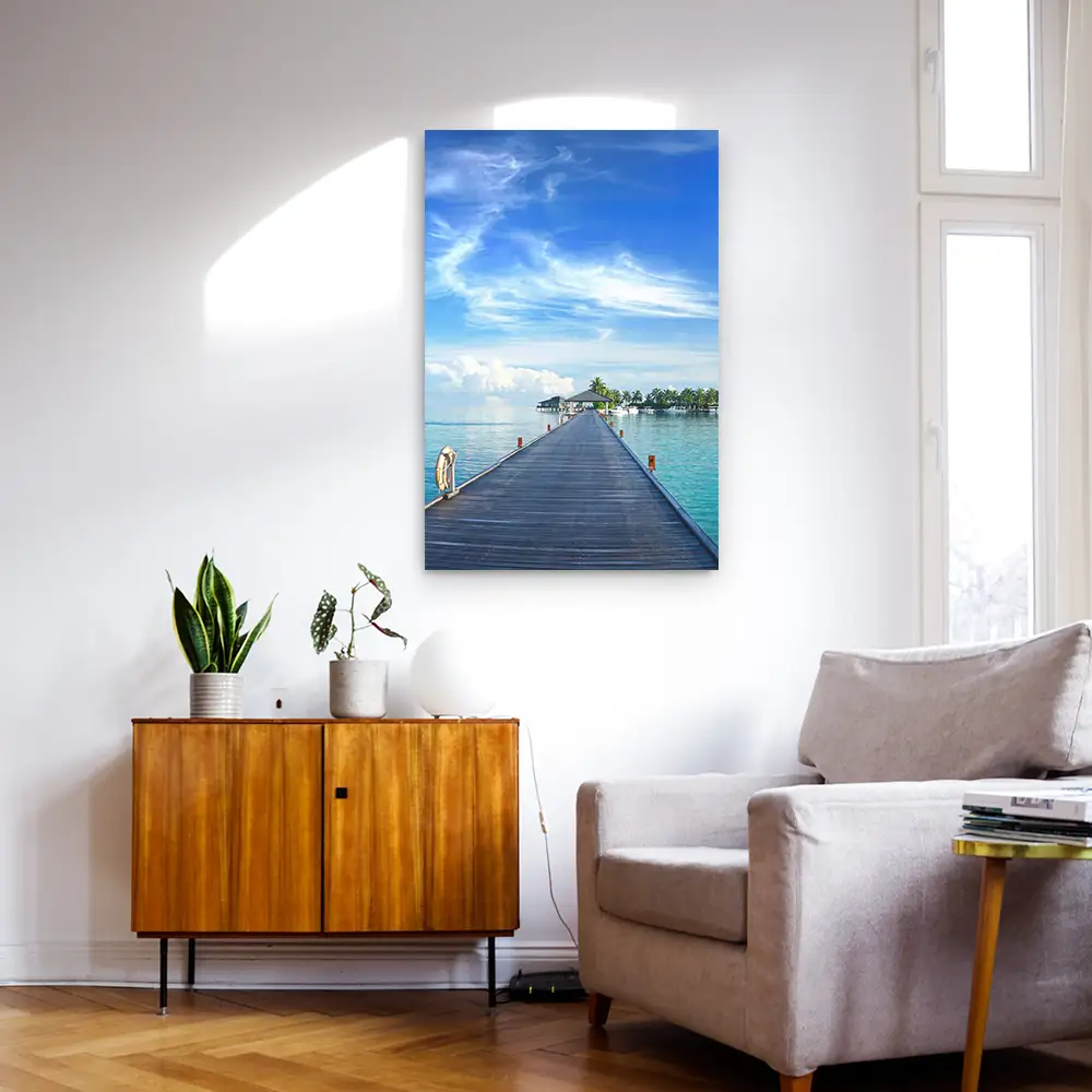 Poster 40x60cm im Hochformat, Steg zur Insel Strand & Meer