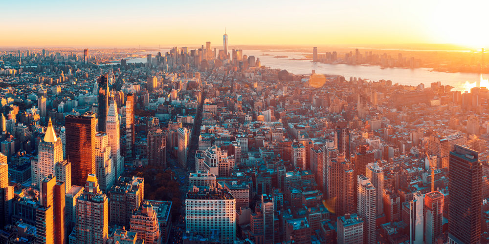 Skyline Manhatten von oben als Poster 120x60cm